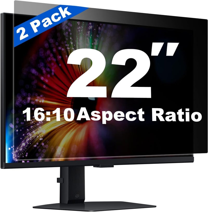 Twugs [2 Pack] 22 Inch Computer Privacy Screen for 16:10 Aspect Ratio Widescreen Monitor, Eye Protection Anti Glare Blue Light Filter Shield, Removable Anti-Scratch Anti Spy Protector - Image 1